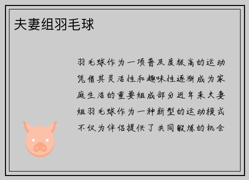 夫妻组羽毛球