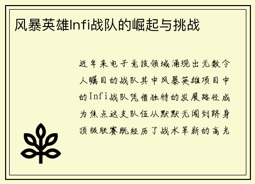 风暴英雄Infi战队的崛起与挑战